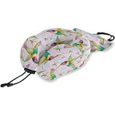 QMIN Travel Pillow Hummingbird Animal Pattern Atmiņas putu kakla spilvena balsts U formas spilvens Ergonomisks kakla spilvena ceļojumu komplekts tālsatiksmes lidmašīnu automašīnas vilcienam