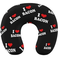 Oudrspo I Love Bacon Travel Pillow U formas atmiņas putu kakla spilvens ar slēptu rāvējslēdzēju biroja mājas automašīnai