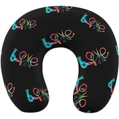 Oudrspo Hairdresser Hairdresser Love Tie Dye Travel Pillow U Shaped Memory Foam Neck Pillow with Hidden Zipper for Office Home Car