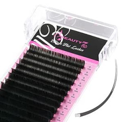 Beauty7 Flat Lash Skropstu pieaudzēšana, Elipses pieaudzēšana, Individuāls apjoms, Individuālas skropstas, 16 rindas, Sadalīti uzgaļi, C Curl, 0,20, Garums 9 mm