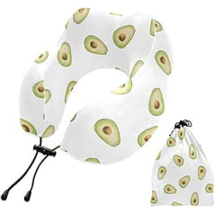 MCHIVER Sommer-Avocado-Nackenkissen zum Schlafen, Memory-Schaum, Reisekissen mit Aufbewahrungstasche, verstellbar, weiches Kopf- und Nackenstützkissen für Büro, Reisen, Flug, Auto, Zuhause, Reisen