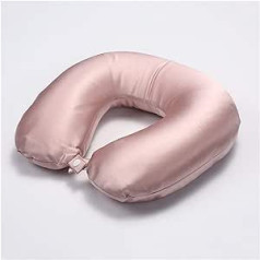 LMJ 100% Pure Silk Travel Pillow Neck, Chin, Lumbar Support Travel on Plane, Bus, Train at Home (Color : Pink)