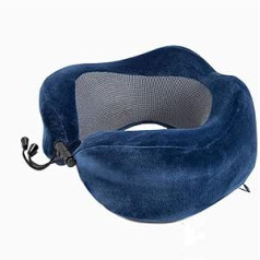 Travel Pillow for Airplane and Car Inflatable Neck Pillow with Soft Fleece Cover and Eye Mask, Lightweight and Portable