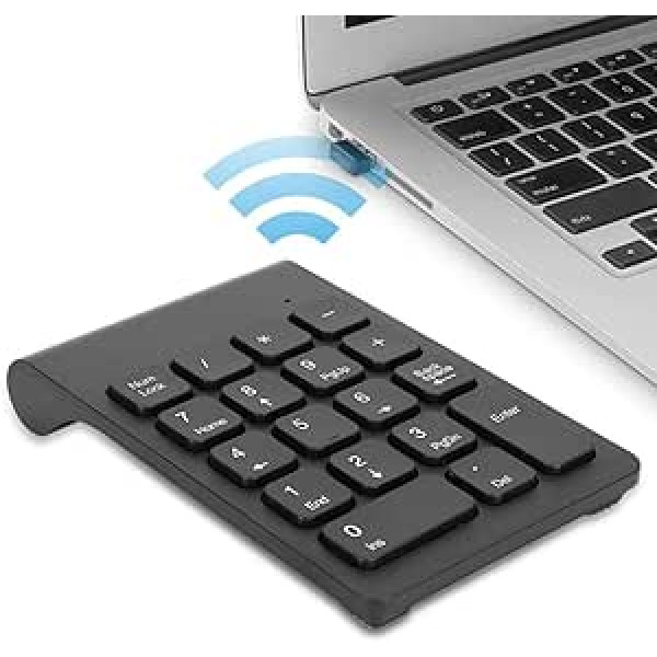 Numeric Keypad, Wireless 2.4G Number Keypad, Portable Financial Accounting Number Keyboard Computer Accessories for Laptop/PC/Desktop/Notebook 5.04 x 5.24 Inches (Black)