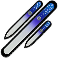 Mont Bleu Set of 3 Handmade Glass Nail Files Decorated by Hand Crystals from Swarovski - Real Tempered Glass