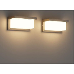 Klighten Pack of 2 LED āra sienas lampas, 3000 K, ūdensizturīgs IP65 sienas apgaismojums iekštelpām/āra lietošanai, taisnstūra formas āra sienas lampas, izgatavotas no alumīnija, piemērotas dārzam, antracīts