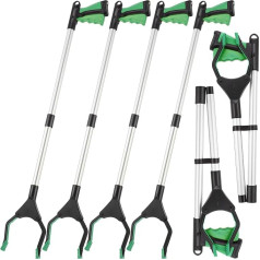 Ylinge Pack of 6 Rubbish Grabber Tools for Elderly 81 cm Foldable Grabber Long Handy Mobility Aid Lightweight Grab Tool for Waste Claws Grabber Arm Extension, Green