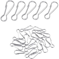 50 Pieces Flagpole Clip, Stainless Steel Spring Clamps Hooks for Flags with Eyelets, Flagpole Carabiner Hooks, Stainless Steel Flagpole Accessories for Flags with Eyelets, Keychain, Washing Line (50mm)