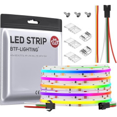 BTF-LIGHTING FCOB SPI RGB elastīga augsta blīvuma COB LED sloksne WS2811 IC LED sloksne 5 m 720LEDs/m 21W/M DC12V IP30 nav ūdensnecaurlaidīgs Chasing Colour DIY apdare (kontrolieris un barošanas avots nav iekļauts)