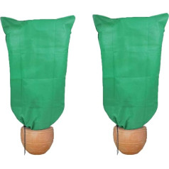 HH-LIFE Pack of 2 120 x 180 cm Winter Drawstring Frost Protection Bag Frost Protection Jacket Warm Blanket for Garden Fleece Plants (60 g/m² Green)