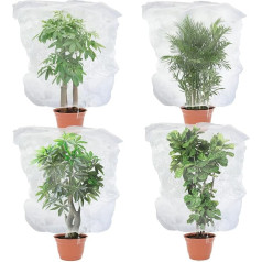 Evoio augļu koku tīkls putnu aizsardzībai ar auklu 4 Pack Plant Netting 4ft x 5ft Tomātu melleņu krūmi Cover Grid Garden Plant Netting Barjeras barjeru pārvalks maisiņi putnu dārzeņu augļu kokiem