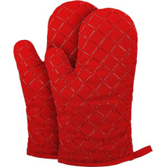 Oven Gloves, Non-Slip Heat Resistant Silicone Oven Gloves, Heat Resistant up to 240 °C, Cooking Gloves for Kitchen Cooking Baking BBQ (1 Pair, Red)