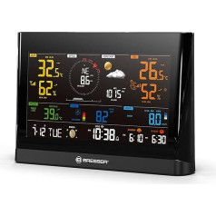 Bresser Additional Base Station for 7003300 Wi-Fi Comfort Weather Centre, Wireless Weather Station with Colour Display and Integrated Alarm Clock, Black