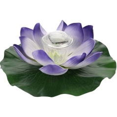 Socialme-eu Waterproof Solar Power Multi-Coloured LED Colour Changing Lotus Foam Flower Lamp Outdoor Swimming Garden Pool Pond Light Reusable Packaging socialme-eu (Colourful Purple)