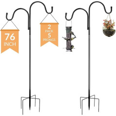 Guiqulai Double Shepherd Hooks Outdoor Heavy Duty Garden Pole Hanging Bird Feeders Plant Baskets Solar Lanterns Garden Plant Hanger Stand 2 Pack