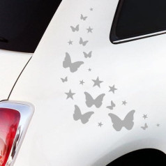 Car Sticker Set Butterfly with Stars 23 Stickers on A4 Sheet Available in 27 Colours