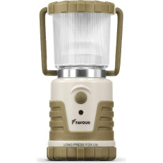 Favour LED Lantern Outdoor Lamp, IPX4 Waterproof, Shockproof, Hanging Lamp Tent with Hook, Removable Shade, 7 Light Modes, Dimmable, Candle Light Mode, Camping Lamp Compact, Battery Operated