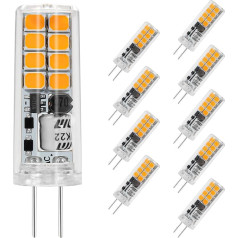 I-SHUNFA G4 LED spuldzes, AC/DC 12 V silti baltas 3000 K LED spuldzes, (1,2 W aizstājējas 15 W halogēna spuldzēm), G4 LED spuldzes, 190 lm, enerģiju taupošas spuldzes, bez apgaismojuma, paredzētas virtuvei, 10 gab. komplektā