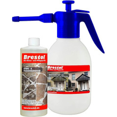 BRESTOL® Akmeņu tīrīšanas līdzeklis pašiedarbīgs 1000 ml koncentrāts + 1,8 litru spiediena smidzinātājs, izturīgs pret skābēm - Akmeņu tīrīšanas līdzeklis zaļās augtenes noņemšanas līdzeklis aļģu noņemšanas līdzeklis ķērpju 