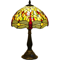 Kinbolas Dragonflyseries 12 collu galda lampa, vitrāžas abažūri, Tiffany mākslas nakts lampa, antīka galda lampa, apgaismojoša istaba, guļamistaba, birojs, vintage, Art Deco Victorian