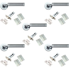 5 Set's Door Lever Handle Packs Internal C/w Latch Hinges Dual Finish by DJM Direct