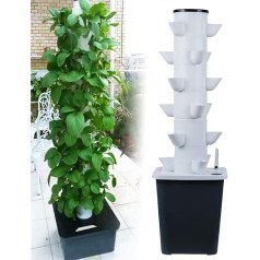 QAZWSXED 30 podi hidroponikas tornis dārza hidroponiskās audzēšanas sistēma Aeroponics Growing Kit für Kräuter, Obst und Gemüse mit Hydratationspumpe, Adapter, Netztöpfen, Timer für Kräuter, Obst und Gemüse