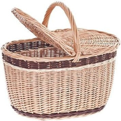 e-wicker24 pīts piknika grozs, pīts grozs ar vāku, piknika grozs (49 x 31 cm, H30/45, dabīgs)