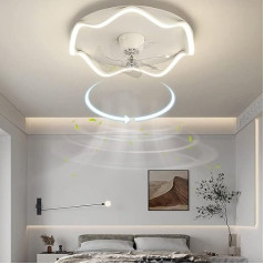 LED klusais griestu ventilators ar apgaismojumu, guļamistabas griestu gaisma ar tālvadības pulti un lietotni, aptumšojama lampa ar ventilatoru, akrila abažūrs, dzīvojamā istaba, virtuves lampas (balta)