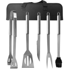 SDLQY -BBQ Grillwerkzeug-Set - Edelstahl-Grillzubehör mit kostenloser tragbarer Tasche (5 Stück)