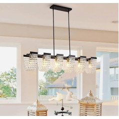 Ganeed Crystal Pendant Light ēdamistabas lustra Virtuves sala Modern Decor Griestu apgaismojums E27 Black 6 Lights