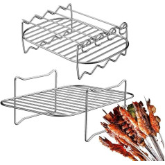 Fukamou BBQ Grill,Doppellagiger Aus Edelstahl Zum Kochen, Rechteckiger Warmhalte Für Hühnerflügel Für Garten, Wandern, Camping, Reisen, Outdoor