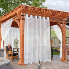 HolidayIdeas White Outdoor Patio aizkari, ūdensnecaurlaidīgi 4 paneļi - 100 x 122 collas - īpaši plati Voile aizkari, gaismu filtrējoši Eyelet aizkari verandai, lapene, lapene, lapene, pagalms