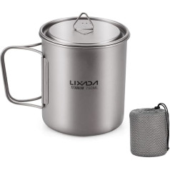 Lixada Titanium Pot Camping Pot Titanium Cup Tianium mugursomas katls ar atdalāmiem salokāmiem rokturiem āra kempingam Pārgājieni ar mugursomu