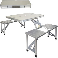 AKTIVE Camping Table with Chairs, Foldable, 135 x 86 x 67 cm, Suitcase Table, Picnic Table, Suitcase Table with Chairs, Folding Table, Camping Table, Aluminium, (52887)