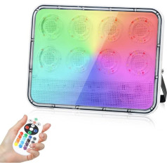 YAETIMIN 100 W RGB LED prožektors Ūdensizturīgs IP65 dimmējams LED prožektors, 16 krāsas un 4 režīmi āra prožektors ar tālvadības pulti dārzam, ballītei, Helovīnam, Ziemassvētkiem (bez atmiņas)