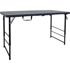 Alextend Folding Table, 48 x 24 Inch Portable Plastic Table, Height-Adjustable Folding Table for Indoor and Outdoor Parties, Picnic and Camping (Black)