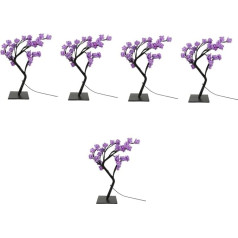 OSALADI Pack of 5 Rose Tree Lights Purple Desk Lamp PVC Switch