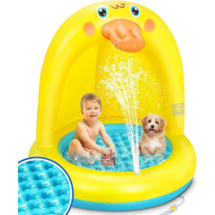 Vaikų baseinas vaikams, kūdikių baseino vandens žaislas, vaikai, baseino žaislas, oro čiužinys, baseino pripučiama vonia, lauko mažas geltonas ančių laistymo baseinas su apsauga nuo saulės