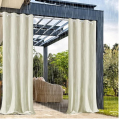 ZJXSNEH Āra ūdensnecaurlaidīgs aizkars Tab Top Siltuma izolācija Blackout aizkars terases dārza lievenis Gazebo smilškrāsas platums 380 x augstums 260 cm 1 gabals