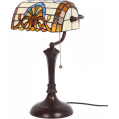 Bieye L30516 Barock Tiffany-Stil Glasmalerei Banker Tischlampe Schreibtischlampe mit 10 Zoll breitem Lampenschirm, 17 Zoll groß