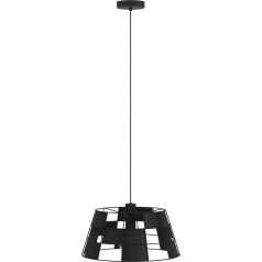 EGLO Pontefract piekarināmā lampa virs ēdamgalda Apaļa metāla piekarināmā lampa melnā krāsā, piekarināmā lampa ar E27 ligzdu, diametrs 42 cm