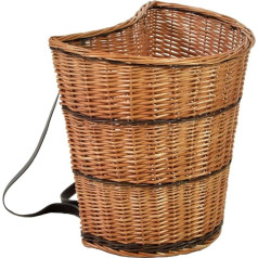 Gerla Wicker Back Basket with Leather Shoulder Strap for Mushroom Picking Wood Fruit and Picnic