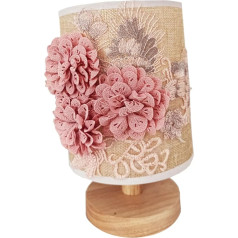 OSALADI Izšūšanas guļamistabas lampa Audums Japāņu guļamistaba Stand LED nakts nakts ēdamistaba Tekstila Modern Dorm Shade Kids Nursery USB D Linen Rose Table For