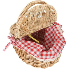 Alipis Rattan Picnic Basket Wicker Bread Basket Wicker Basket with Handle Outdoor Picnic Kids Blankets Wood Decor Kids Wooden Picnic Supply Handheld Food Basket Wood Chips Lovers