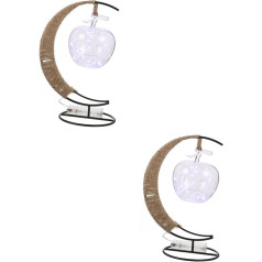 OSALADI 2St Apfelsternlaterne geführte Mond Mond Tischlampe Schreibtischlampe leinenlicht Dekor Batterien LED-Lampe Nachtlicht einzigartig farbige Lichter Lichterketten schmücken Glas