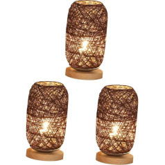 OSALADI 3-daļu lasīšanas galds Radošais rakstāmgalds Romantiskais cilindrs Modernā istaba LED pamatlampa Rustic Night Woven Decorative Farmhouse Ball