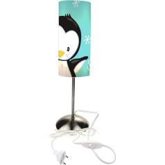 CreaDesign TI-1121-14 Penguin Turquoise Nakts lampa bērnu istabai ar nosaukumu, bērnu galda lampa/uzgulētājlampa ar slēdzi ligzdai, E14, 38 cm augsta