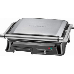 Clatronic KG 3571 elektrischer Kontaktgrill, Multigrill, Elektrogrill für beidseitiges & fettfreies Grillen, antihaftbeschichtete Platten, Kabelaufwicklung, 2000 Watt, edelstahl