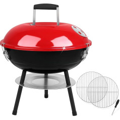 35.6 cm Charcoal Grill with 2 Grill Grates, Joyfair Portable BBQ Grill for Outdoor Camping, Backyard Grill Party, Lightweight & Easy to Carry, Red