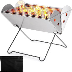 Zone Tech Portable Camping Barbecue and Fire Pit, Table Charcoal Grill, Flat Packed, Foldable, Premium Quality, Multipurpose, Ideal for Camping, Hiking, Picnics